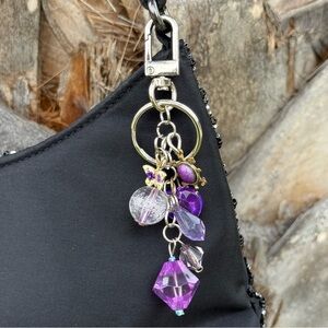 Purple Turtle Handmade Bag Charm Keychain | One of a Kind | Crystal Accessory
